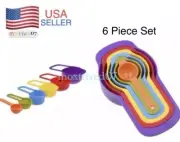 6 Piece Multi Color Measuring Cups & Spoons Set Cooking Kitchen Tools BPA Free