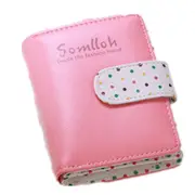 2PC Lady Cute Wave Point Buckle Design Fashion Purse Coins Pouch watermelon pink_814 short