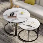 2X Nesting Coffee Table Side End Table Sintered Stone Top with Strong Metal Legs