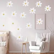6 Sheets Daisy Stickers, Classroom Decor, Peel and Stick Wallpaper, Flower Decal, Wall Sticker Decor, Nursery Wallpaper, Daisy Wall Decor for Nursery Decor School Classroom Bedroom Living Room (White)