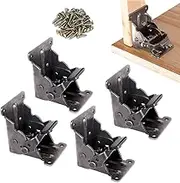 TopDirect 4 Pack Folding Brackets, Lock Extension Support Bracket Foldable Self Lock Hinges with Screws for Table Bed Leg Feet