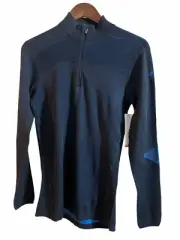 Smartwool Merino Intraknit 200 Base Layer Mens Small Navy Thermal 1/4 Zip Shirt