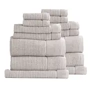 14pc Renee Taylor Cambridge 650GSM Textured Bath/Hand/Face Towel Pumice Stone