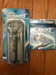 10 Mach3 TURBO Cartridge blades Refills Shaver and Mach3 Turbo Handle Gillette