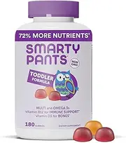 SmartyPants Toddler Formula Daily Gummy Multivitamin: Vitamin C, Vitamin D3, & Zinc for Immunity, Gluten Free, Omega 3 Fish Oil (DHA/EPA), Vitamin B6, B12, 180 Count (60 Day Supply)