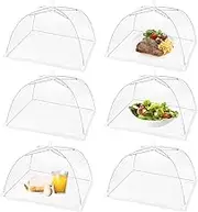 (6 Pack) Omont Pop-Up Food Cover Tents, 17 Inch X17 Inch Food Mesh Cover, Reusable and Collapsible Outdoor Picnic Food Cover Net,Suit for Parties Picnics,BBQs