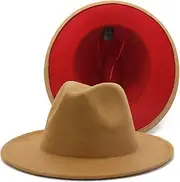 [REVKI] Wide Brim Fedora Hats for Women Dress Hats for Men Two Tone Panama Hat with Belt Buckle