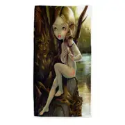 Forest Creatures Tree Nymph in the Hamadryad Lake Beach Towels Medium Large Extra Large