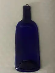 Upcycled COBALT BLUE Art Glass Flattened Glass Bottle Tray Platter CHEESE BOARD