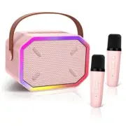 Karaoke Machine for Kids, Portable Bluetooth Karaoke Machine with 2 PINK