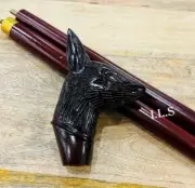 Brown Wooden Walking Stick Wolf Handle Cane 36 inch Long For Man, Christmas Gift