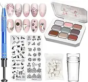 Solid Gel Polish,Polish Paint Set - Pat Art Gradient Manicure with Sponges and Metal Grabber for Salon Creative Nail Designs