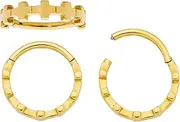 [365 Sleepers] Surgical Steel 16G 8mm 10mm Cross Hinged Segment Ring Helix Tragus Septum Nose Lip Hoop Huggie Earring Body Piercing Jewellery