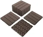Patio Deck Tiles 12 x 12 inches Composite Interlocking (9) Pieces Dark Brown NEW
