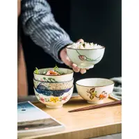 在飛比找ETMall東森購物網優惠-手繪陶瓷米飯碗湯碗日式和風餐具簡約復古吃飯碗家用單個小碗面碗