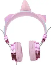 HOMSFOU Super Cute Unicorn Headphones for Boys and Girls Over Ear Headset Microphone Made of PVC Abs 3.5mm Jack Easy Fit for Head Size Random