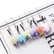 Bubble Tea Drop Earring 1# - 1 Pair - Milky White - One Size