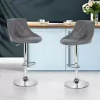 2 PCS Swivel Gas-lift Bar Stool PU Leather Kitchen Dining Chair Foam Padded Grey