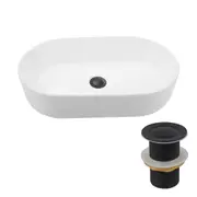 ACA 530mm Ceramic Bathroom Basin Sink Vanity Above Counter Basins White Oval Hand Wash With Pop Up Waste Set
