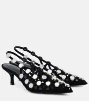 [The Attico] The Attico Embellished leather mules AU 9.5 black