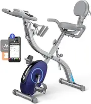[Merach] 4 in 1 Exercise Bike, Magnetic Bicycle Walking Pad Stationary Bike Spin with Exclusive App, Cycling Bike with 300lbs Weight Capacity, Folding Bike Treadmill Fitness Courses for Weight Loss