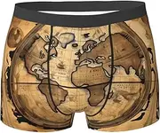 [YANYU] Ancient Map World Globe Print Stylish Men Briefs Breathable Stretch Lightweight Comfortable for All Day Wear