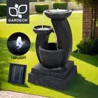 Gardeon Solar Fountain Water Feature Bird Bath Outdoor Indoor LED Lights 3-Tier