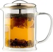 casaWare 15-Ounce Double Wall Borosilicate Glass Tea Pot with Strainer Lid