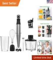 1100W Handheld Immersion Blender with Variable Speed & Accessories in Silver