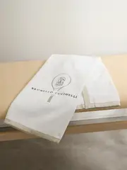 [Brunello Cucinelli] Brunello Cucinelli - Linen-trimmed Embroidered Cotton-terry Towel - White - One size One size White