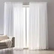 White Sheer Voile Curtains for Window Treatment - Set of 2 (132 x 240 cm)