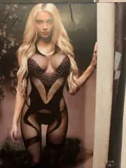 KILLER LEGS Rhinestone Inset Swirl Pattern Fishnet Crotchless Bodystocking, New