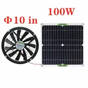 100W Solar Powered Exhaust Fan 10" Vent Ventilation Coop Greenhouse RV Car Fan