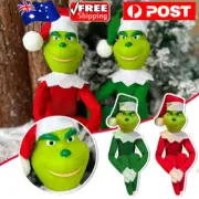 Christmas Green Red Grinch Plush Elf Doll Tree Decor Xmas Party Ornament 30cm