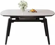 Rustic Farmhouse Style Dining Table Slate Dining Table, Simple Modern Retractable Square and Round Dual-Purpose Nordic Small Apartment Home Dining Table Suitable for Dining Room and Living Room (Size