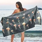 AIXIWAWA Beach Towel Oversized-Vintage Jellyfish Unisex, Sand Free Quick Dry Pool Towels Beach Blanket for Swimming Pool Gym 31×71 inches