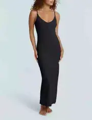 NWT! Commando Women's Sz S/M Classic Debutante Maxi Slip Dress w/ Back Slip DS1