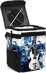 Car Trash Can with Lid,Bag Hanging Storage Pockets Leak-Proof,Portable Garbage Bin,Finland Flag Guitar Music