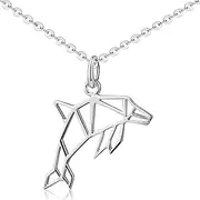 [MATERIA by Matthias Wagner] KA-68 Women's Dolphin Pendant 925 Sterling Silver Origami with Necklace