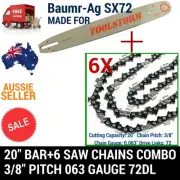20" BAR AND 6 CHAINS 3/8 72DL .063" COMBO FOR BAUMR-AG CHAINSAW SX72