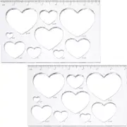 2Pcs 9 in 1 Heart Inlay Template Router Stencils Acrylic Templates Drawing Scale