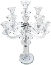 (D) Judaica Crystal Candelabra with Stones 9 Arms Home Decor Candle Holder 18.11