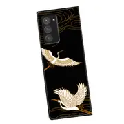 Funda Case for Samsung Galaxy Z Fold Case Crane Patterned Coque PU Leather Matte Phone Case Cover Capa