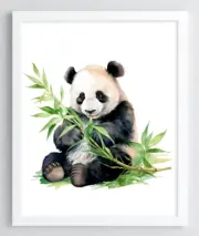 Nursery Wall Art Print, Cute Panda Bear Kids Room Print, Baby Wall Decor Art #77