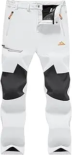 [MAGCOMSEN] Men's Winter Pants Fleece Lined Ski Snow Pants Water Resistant 4 Zip Pockets Outdoor Pants, White, 40, White, 40