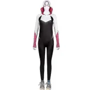 Kids Aldult Gwen Spider Man Cosplay Costume Party Jumpsuit Spider-man: Across The Spider-verse Fancy Dress Z Jumpsuit (Lens eye mask) 190