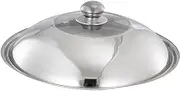 Stainless Steel Wok Lid Cooking Pot Cover 36cm Heat Resistant Easy Assembly Universal Steam Pot Lid Cookware Lid for Home Use, Standable Handle (Knob Handle)