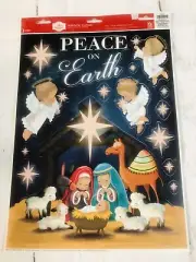 Christmas Window Clings Peace On Earth, Away In The Manger, Angels