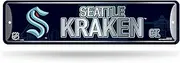 Rico Industries NHL Seattle Kraken Home Décor Metal Street Sign (4" x 15") - Great for Home, Office, Bedroom, & Man Cave - Made
