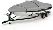 Heavy Duty Boat Cover, Waterproof Trailerable Boat Cover Fits V-Hull Runabouts,